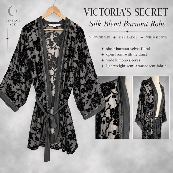Victoria's Secret Other - Victoria's Secret Robe Size Large Silk Blend Velvet Burnout Whimsigoth VTG Y2K‎
